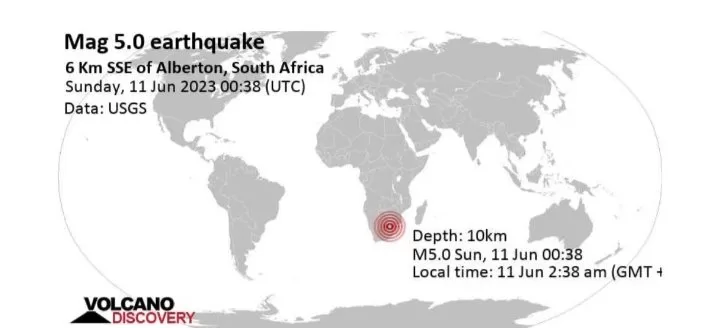 A magnitude-5.0 earthquake hits Johannesburg 